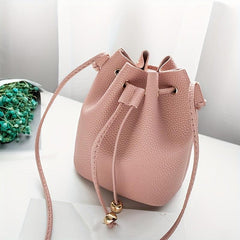 Litchi Pattern Bucket Bag Crossbody Shoulder Purse