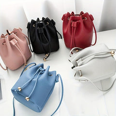 Litchi Pattern Bucket Bag Crossbody Shoulder Purse