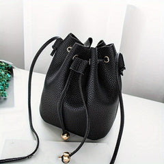 Litchi Pattern Bucket Bag Crossbody Shoulder Purse