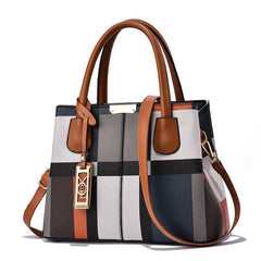 Classic Pattern Tote Shoulder Bag Vintage Satchel Bag with Pendant