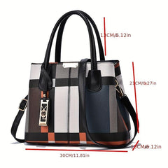 Classic Pattern Tote Shoulder Bag Vintage Satchel Bag with Pendant