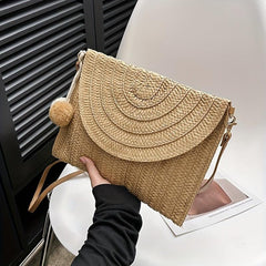 Minimalist Flap Straw Envelope Handbag Women's Clutch