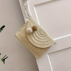 Minimalist Flap Straw Envelope Handbag Women's Clutch