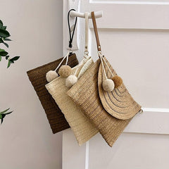 Minimalist Flap Straw Envelope Handbag Women's Clutch