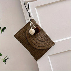 Minimalist Flap Straw Envelope Handbag Women's Clutch
