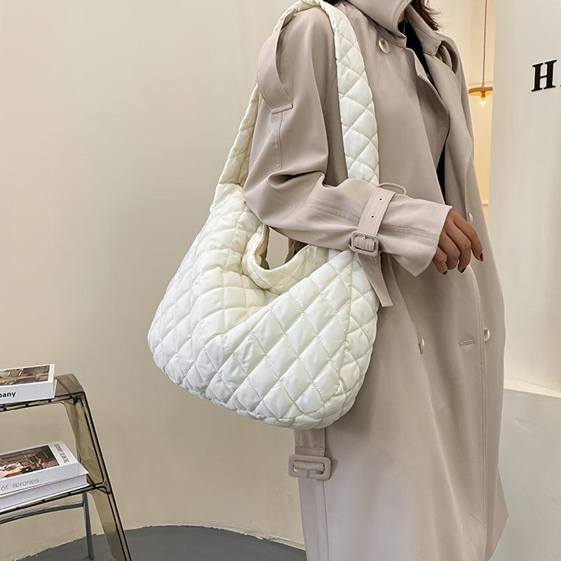 Quilted Puffer Hobo Bag Women's Large Shoulder Purse