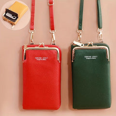 Zipper Crossbody Cell Phone Bag PU Leather Textured Bag Purse