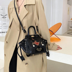 3D Lady Face Crocodile Embossed Handbag