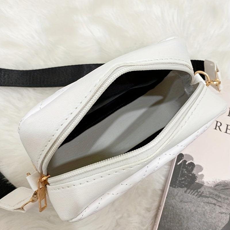 Mini Solid Square Crossbody Bag PU Leather Textured Bag