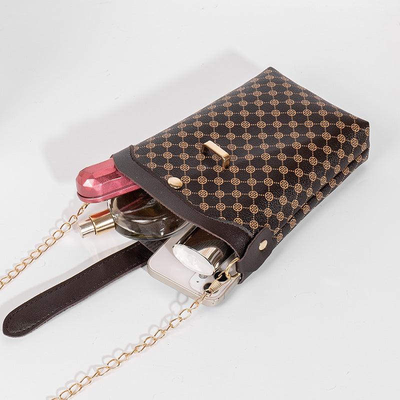 Stylish Allover Print Crossbody Bag with Chain Strap