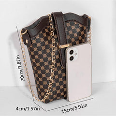 Stylish Allover Print Crossbody Bag with Chain Strap