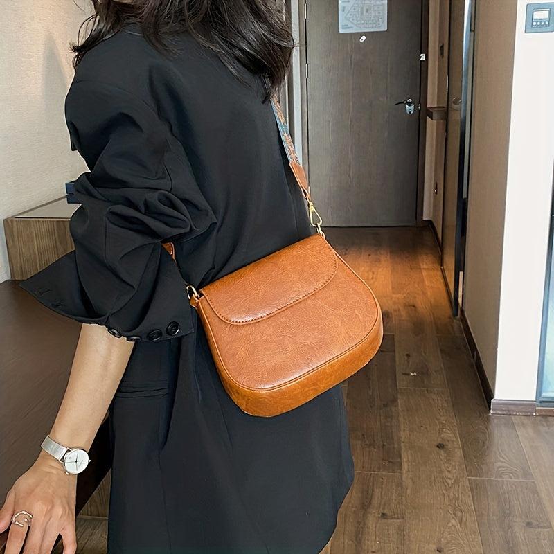 Vintage Crossbody Saddle Bag Retro Flap Shoulder Bag Women's Grunge Handbag