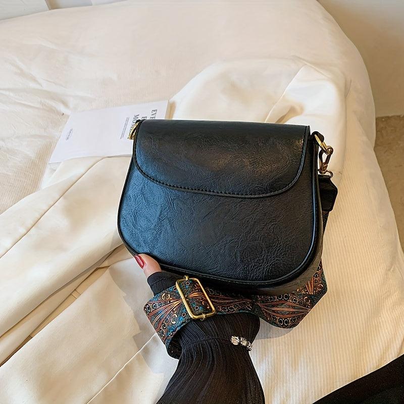 Vintage Crossbody Saddle Bag Retro Flap Shoulder Bag Women's Grunge Handbag