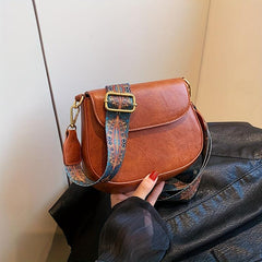 Vintage Crossbody Saddle Bag Retro Flap Shoulder Bag Women's Grunge Handbag