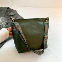 Retro Style Crossbody Bag For Women Vegan Leather Bucket Bag
