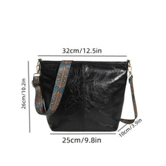 Retro Style Crossbody Bag For Women Vegan Leather Bucket Bag