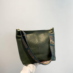 Retro Style Crossbody Bag For Women Vegan Leather Bucket Bag