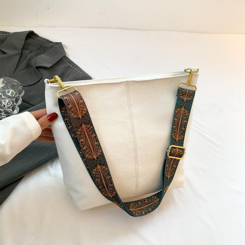 Retro Style Crossbody Bag For Women Vegan Leather Bucket Bag