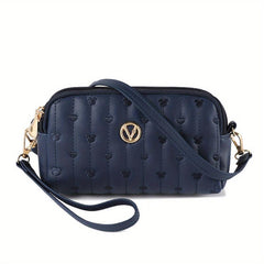 Love Embroidered Long Wallet Quilted Shoulder Bag Minimalist Purse