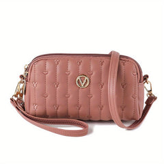 Love Embroidered Long Wallet Quilted Shoulder Bag Minimalist Purse