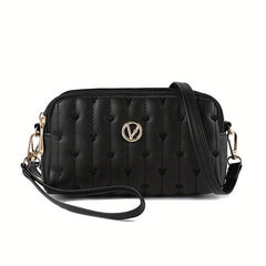 Love Embroidered Long Wallet Quilted Shoulder Bag Minimalist Purse