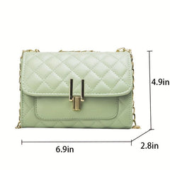 Quilted Chain Crossbody Bag Shoulder Bag Women's PU Leather Flap Purse