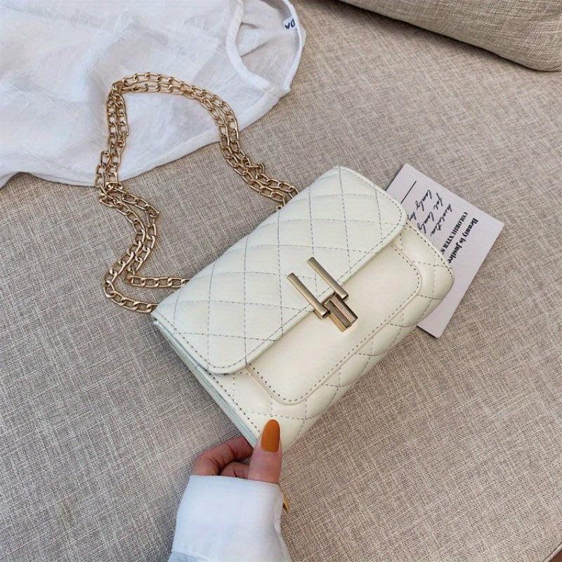 Quilted Chain Crossbody Bag Shoulder Bag Women's PU Leather Flap Purse