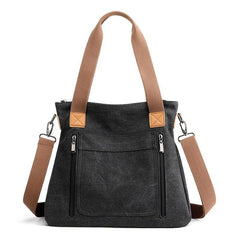 Two Tone Canvas Handbag Large Capacity Crossbody Bag Casual Shoulder Purse