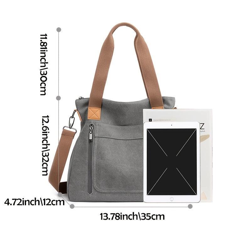 Two Tone Canvas Handbag Large Capacity Crossbody Bag Casual Shoulder Purse