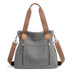 Two Tone Canvas Handbag Large Capacity Crossbody Bag Casual Shoulder Purse