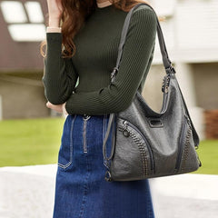 Studded Decor Hobo Bag PU Leather Crossbody