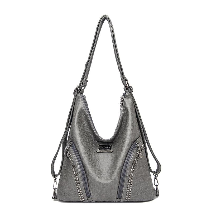 Studded Decor Hobo Bag PU Leather Crossbody