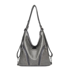 Studded Decor Hobo Bag PU Leather Crossbody