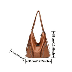 Studded Decor Hobo Bag PU Leather Crossbody