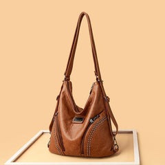 Studded Decor Hobo Bag PU Leather Crossbody