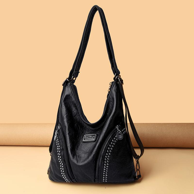 Studded Decor Hobo Bag PU Leather Crossbody