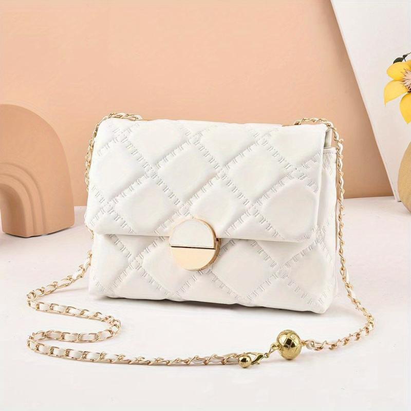 Quilted Argyle Crossbody Bag Chain Shoulder Purse
