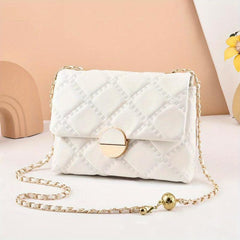 Quilted Argyle Crossbody Bag Chain Shoulder Purse