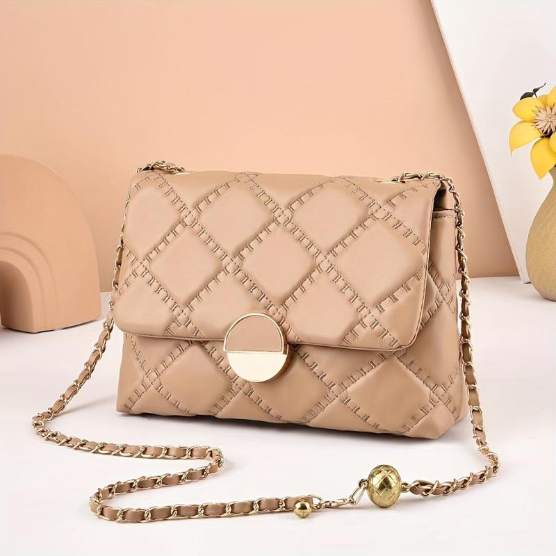 Quilted Argyle Crossbody Bag Chain Shoulder Purse