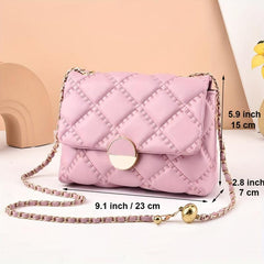 Quilted Argyle Crossbody Bag Chain Shoulder Purse