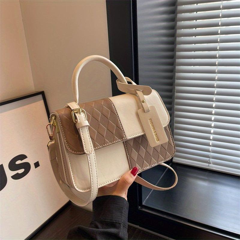 Colorblock Crossbody Bag PU Shoulder Bag Women's Stylish Casual Handbag