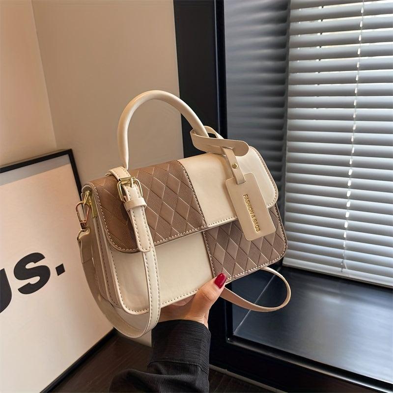Colorblock Crossbody Bag PU Shoulder Bag Women's Stylish Casual Handbag