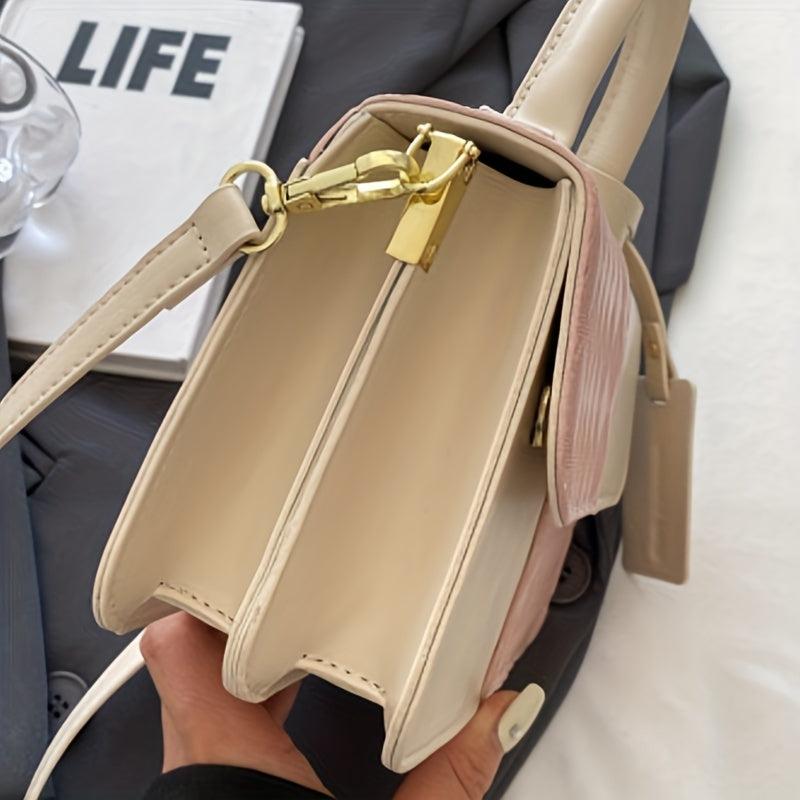 Colorblock Crossbody Bag PU Shoulder Bag Women's Stylish Casual Handbag