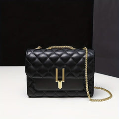 Quilted Detail Square Shoulder Bag Chain Flap Bag Women's Stylish Bag