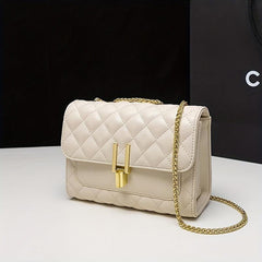 Quilted Detail Square Shoulder Bag Chain Flap Bag Women's Stylish Bag