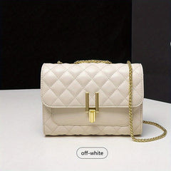 Quilted Detail Square Shoulder Bag Chain Flap Bag Women's Stylish Bag