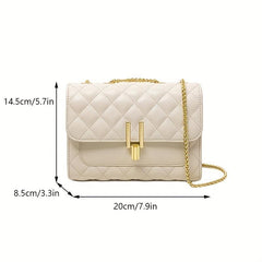 Quilted Detail Square Shoulder Bag Chain Flap Bag Women's Stylish Bag