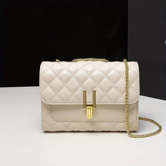 Quilted Detail Square Shoulder Bag Chain Flap Bag Women's Stylish Bag