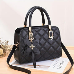Argyle Quilted Handbag Butterfly Decor Crossbody Bag
