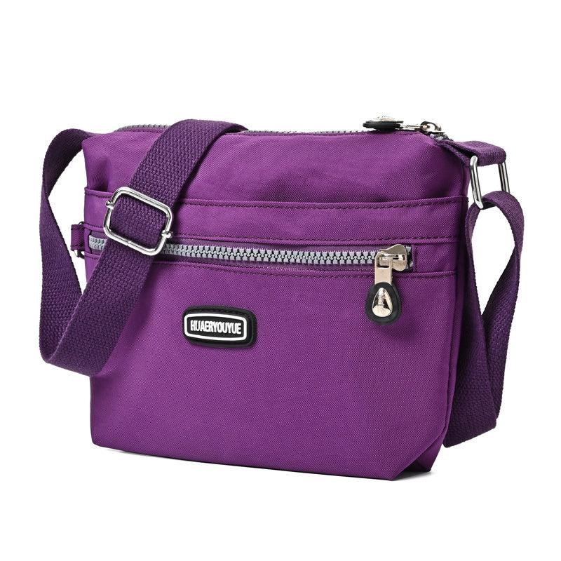 Waterproof Nylon Shoulder Bag Women's Zipper Purse Crossbody with Strap